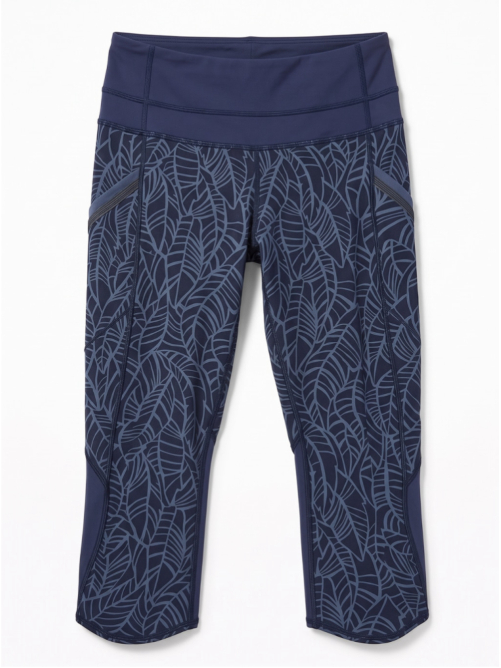 LULULEMON Run A Marathon Pretty Palm Cadet Greyvy Crop Leggings, Size 6